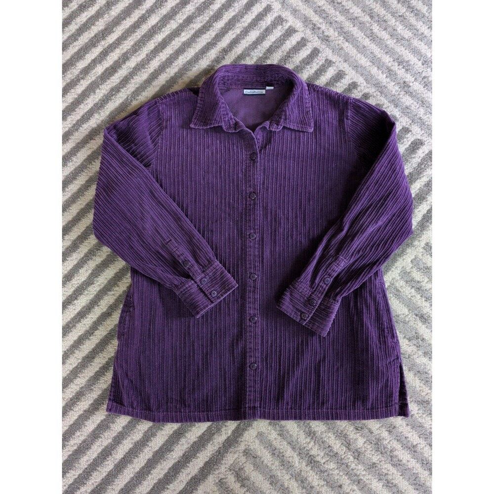 Croft & Barrow Corduroy Button Down Shirt In Purple Size L
